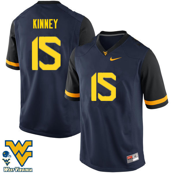NCAA Men's Billy Kinney West Virginia Mountaineers Navy #15 Nike Stitched Football College Authentic Jersey OC23P35LR